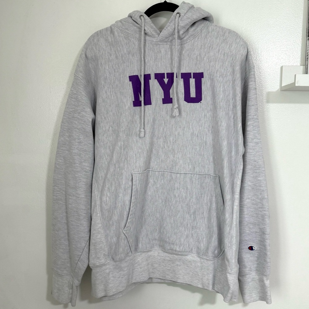 NYU Champion Reverse Weave Hoodie